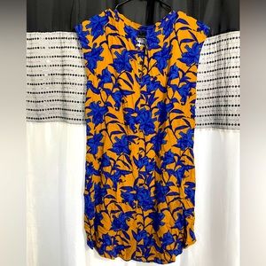H&M Blue/Gold Floral Print Dress